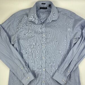 Tommy Hilfiger Button Down Shirt Mens 16.5 34/35 Blue Slim Fit